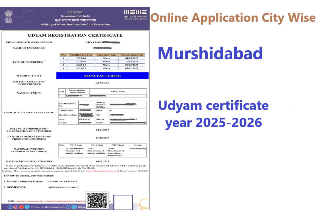 Murshidabad  Udyam Certificate Year 2025-2026